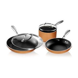 Gotham Steel - 5-Piece Cast Textured Aluminum Ceramic Nonstick Cookware Set