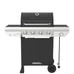 Nexgrill 4-Burner Propane Gas Grill in Black with Side Burner and Stainless Steel Main Lid