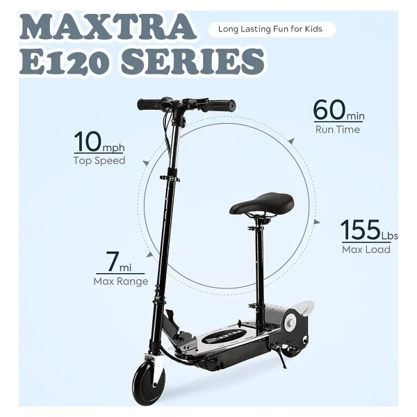 Maxtra Scooters Folding Electric Scooter with Removable Seat - Image 2
